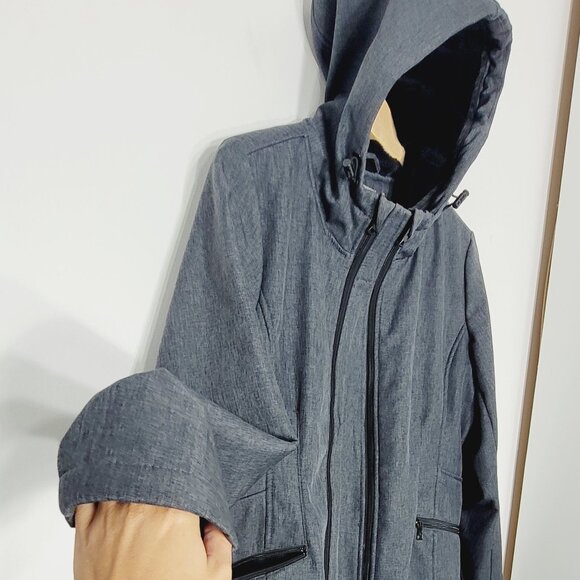 Thyme Maternity Charcoal Pockets Double Zip Hooded Jacket Adjustable Pregnancy M - Picture 5 of 16